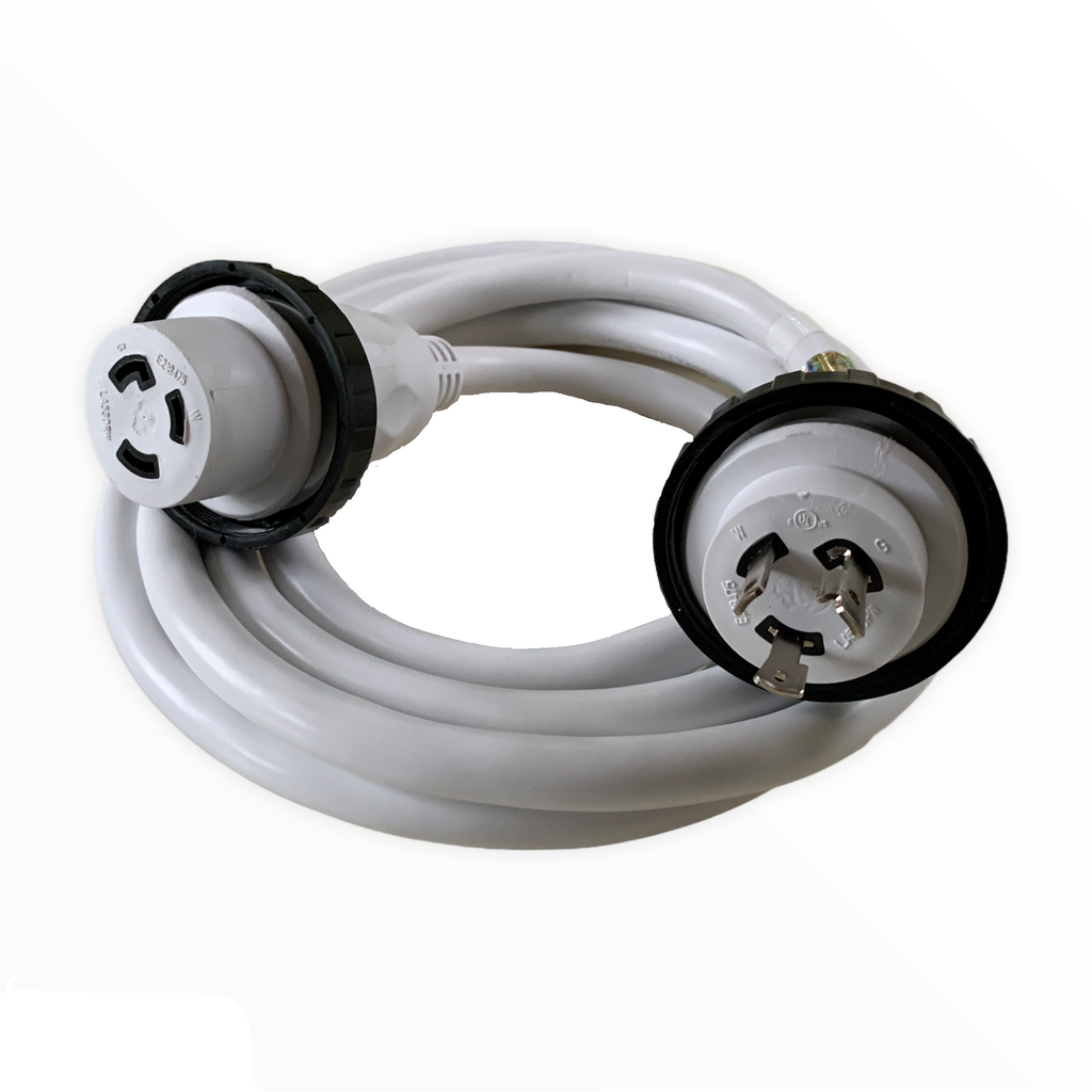 30A 125V Marine Shore Power Boat Cord Cable 12' White - 22311