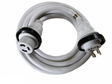 30A 125V Marine Shore Power Boat Cord Cable 12' White - 22311