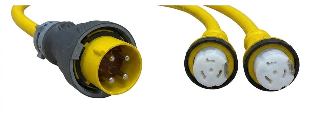 125/250v 100 Amp Male x (2) 125/250V 50 Amp Female Splitter Y Adapter