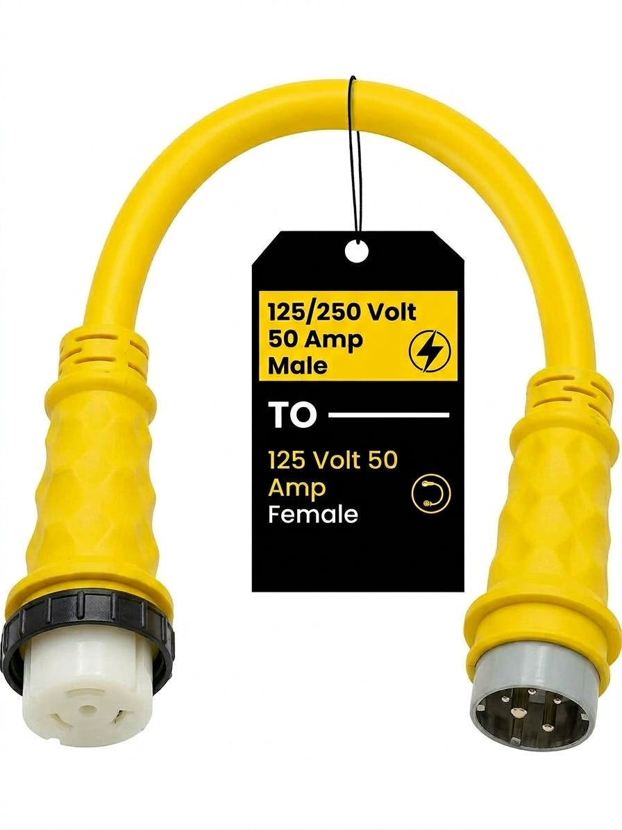 Pigtail Adapter 125/250V 50 Amp Male to 125V 50 Amp Female - 31504