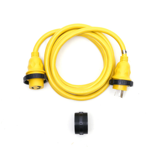 30A 125V Marine Shore Power Boat Cord Cable 12' Yellow - 21311