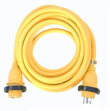 30A 125V Marine Shore Power Boat Cord Cable 50', Yellow - 21315