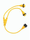 30A 125V Male to (2) 30A 125V Female Yellow Y Marine Splitter Shore Power Boat Adapter - 21323