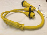 50A 125/250V Male to (2) 30A 125V Female Yellow Y Marine Splitter Shore Power Boat Adapter - 21523