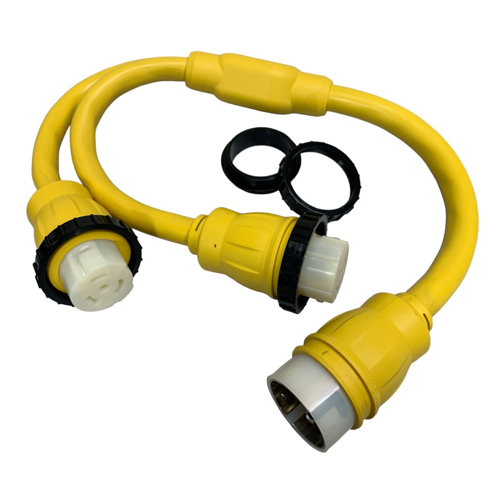 125/250V 50A Male x (2) 125V 50A Female Y Marine Splitter Shore Power
