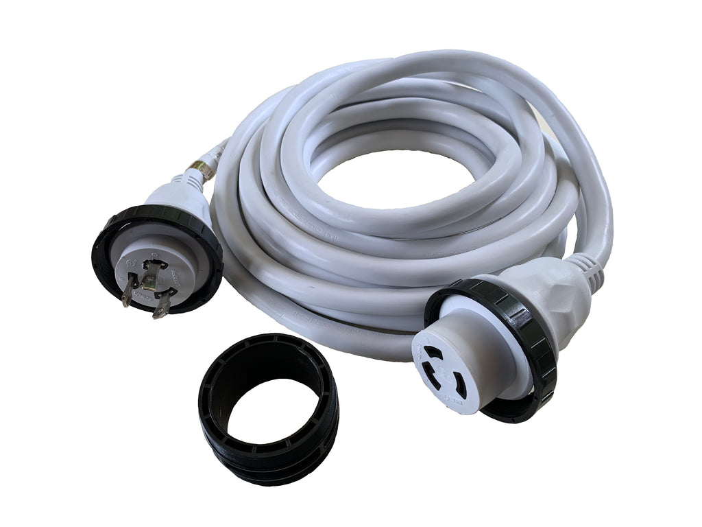 30A 125V Marine Shore Power Boat Cord Cable 25' White 22312 Amp Up