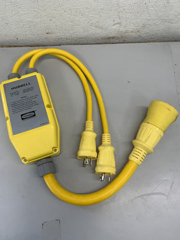 Hubbell YQ230 Reverse Smart Y Marine Shore Power Splitter Adapter, used